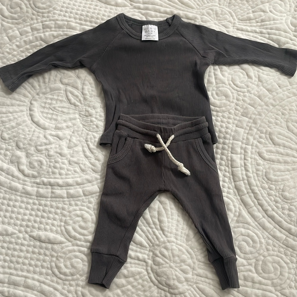Mebie Baby Charcoal Organic Ribbed Pocket Set
